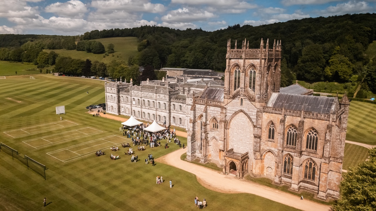 Aerial view of Milton Abbey School and grounds